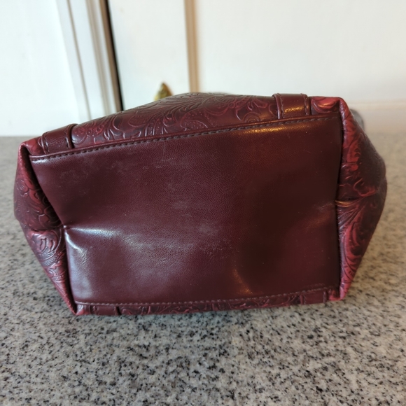 Victoria Secret Deep Red Floral Embossed Bag - Picture 4 of 5